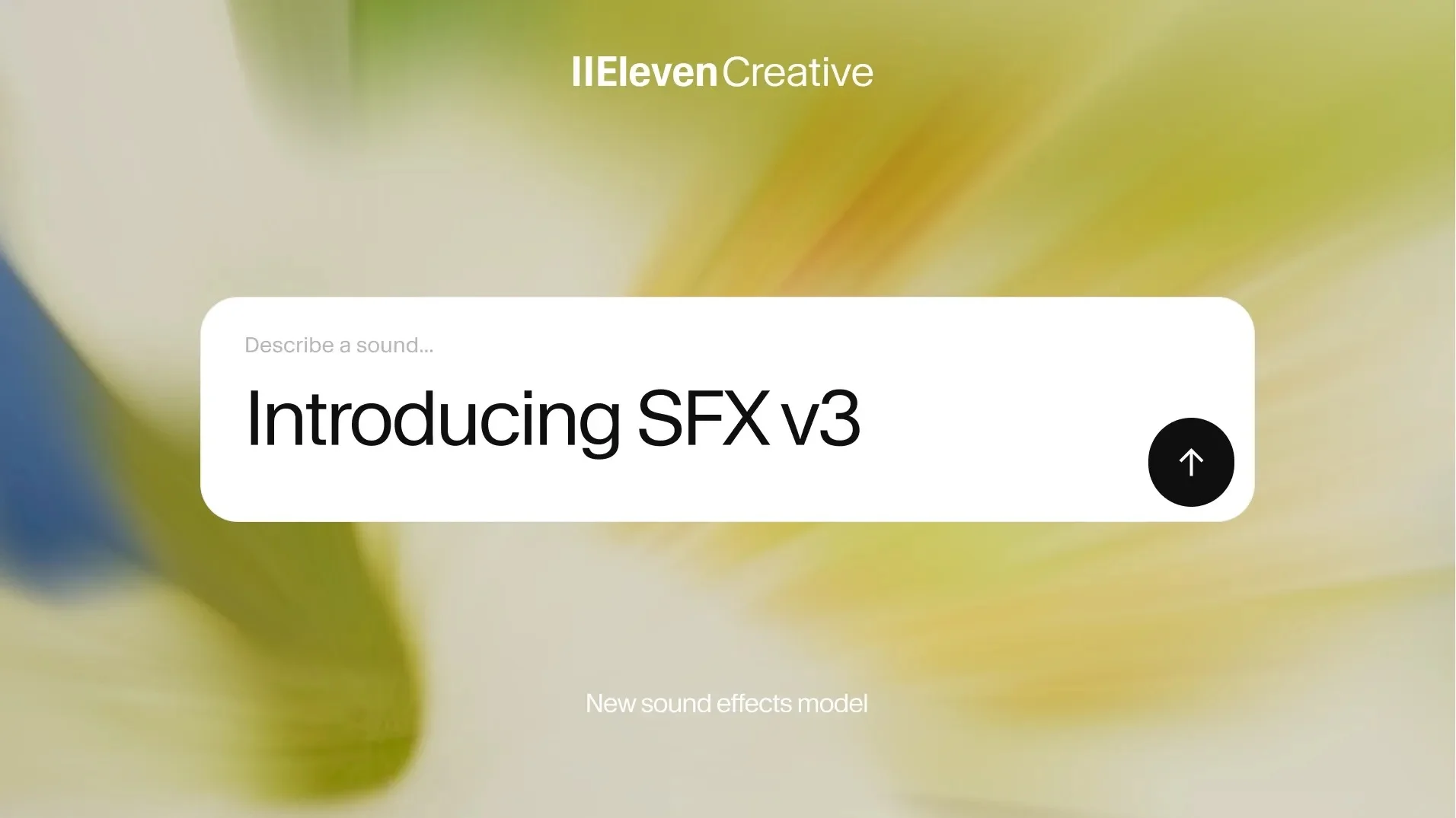 ElevenCreative promotional card reading Introducing SFX v3, New sound effects model
