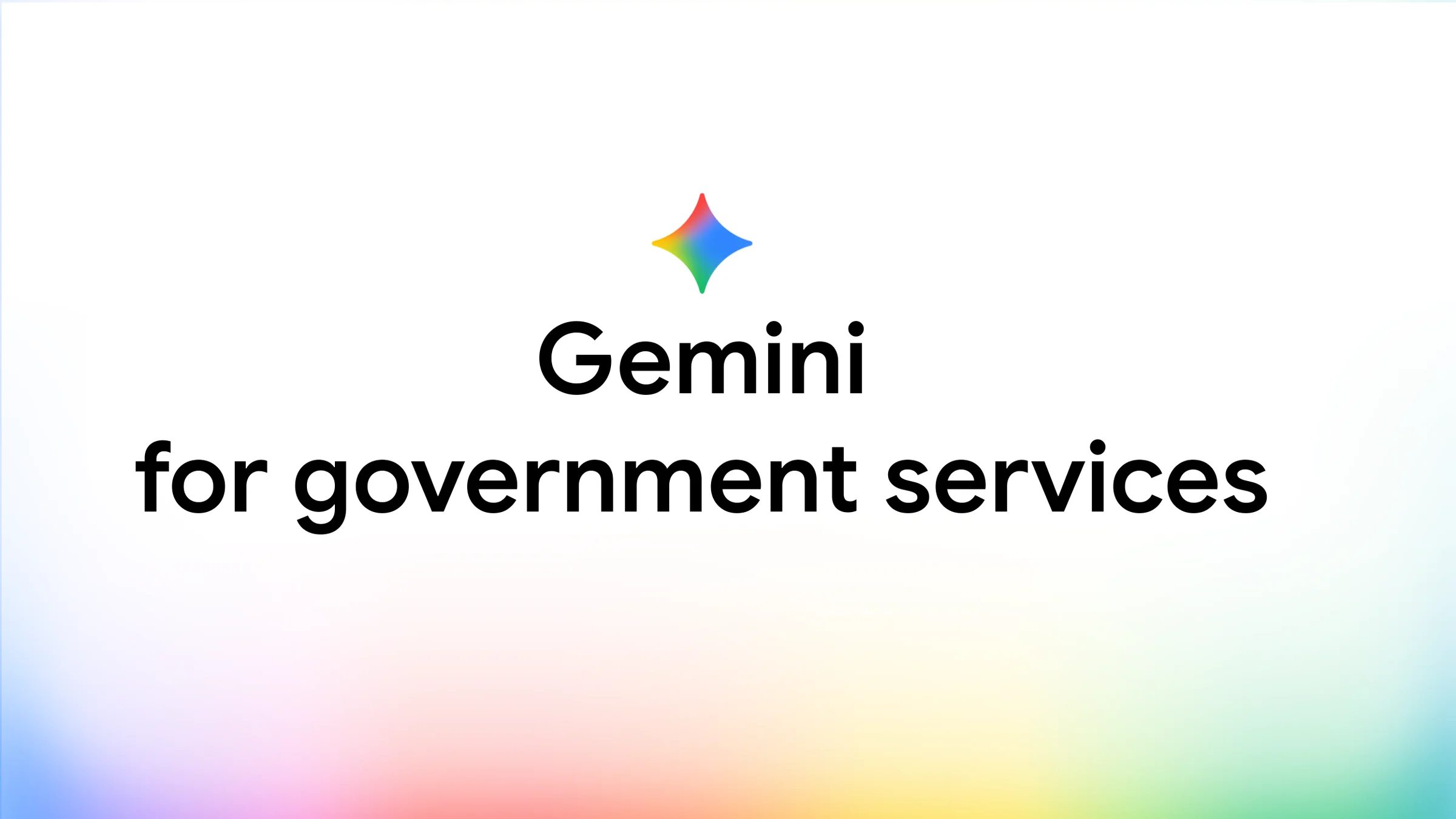 The words Gemini for government services under a four-colour spark, on white fading to pink, yellow and green